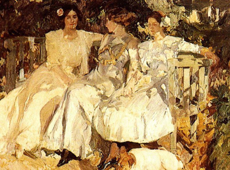 Joaquin Sorolla My Wife and Daughters in the Garden, Norge oil painting art